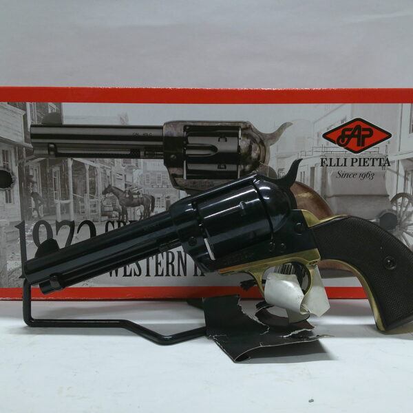 DE 1873 GEN II SINGLE ACTION REV. 4.75"  BRASS BACKSTRAP & TRIGGERGUARD, CHECKERED 2-PIECE BROWN GRIP