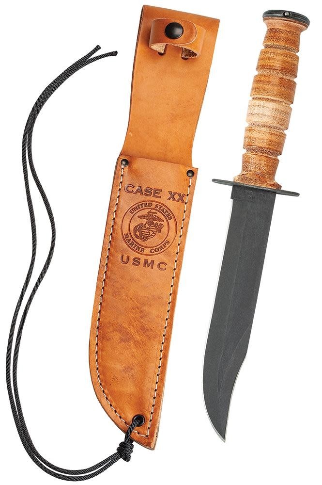 USMC BROWN LEATHER HUNTER MARINE KNIFE